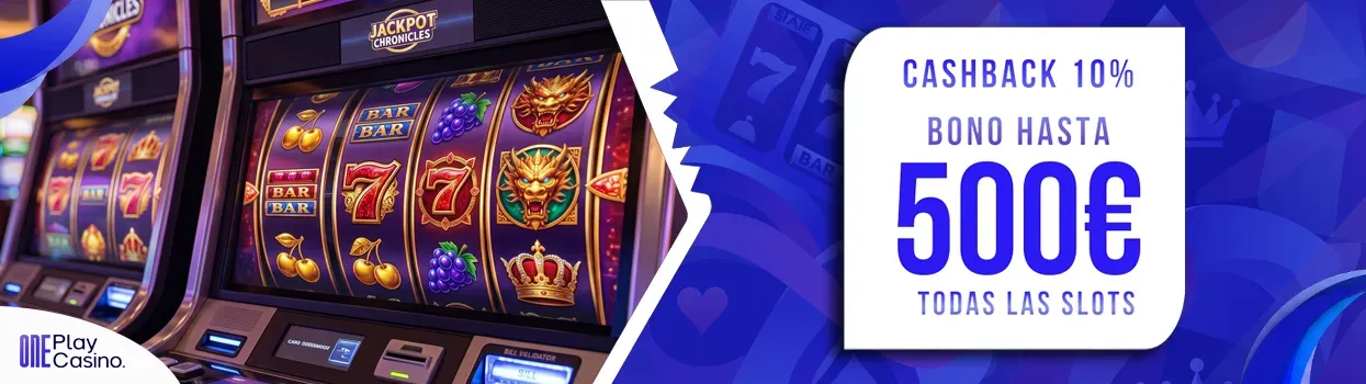 Cashback slots One-Play 15% semanal hasta 500 &euro; sin wagering